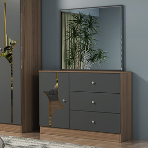 Ensemble de meubles de chambre à coucher en MDF de luxe à prix abordable, lit king-size moderne pour appartement et maison - Product Image 4