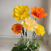 Lot de fleurs artificielles géantes en mousse EVA personnalisées avec tiges et base pour décoration de scène de mariage, centre commercial et événements