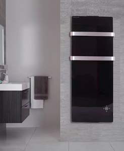 Paneles de calefacción de vidrio con <span class=keywords><strong>toallero</strong></span> Calentadores de <span class=keywords><strong>panel</strong></span> eléctrico en el baño con calentador de ventilador de sincronización CE Tuya WIFI - Product Image 1