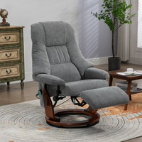 Fauteuil inclinable de loisirs en cuir PU avec structure en bois, chaise pivotante avec massage pour extérieur, villa, salle à manger et salle de sport