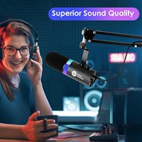 Microphone de studio XLR/USB professionnel dynamique pour le gaming, avec éclairage RGB filaire et suppression du bruit, idéal pour l'enregistrement de podcasts et les diffusions en direct