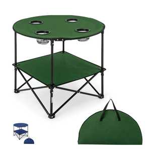Mesa de camping de 72x72x60 cm con 4 portavasos y bolsa de transporte, mesa plegable para exteriores de tela Oxford impermeable - Product Image 6