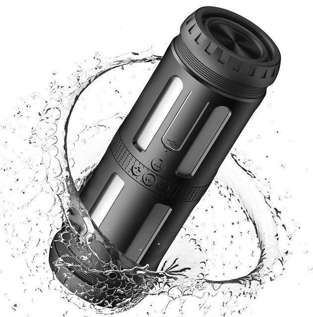 HS Waterproof Blue Tooth Speakers Fm Radio With Flashlight Table Lamp Wireless Speaker for Bike,LED Light Hiking Camping
