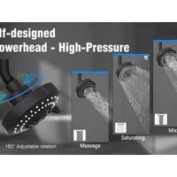 Kit de Douche Américain en Acier Inoxydable 3 Fonctions, Encatsrable, avec Double Pomme de Douche, Support Mural et Bras d'Extension pour Couples