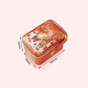 Boîte de rangement portable rectangulaire vide pour collations, boîte à biscuits en métal avec poignée - Product Image 2