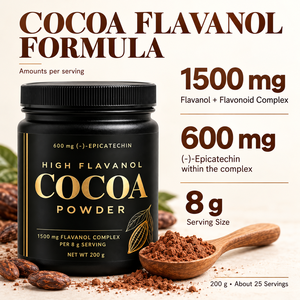 Poudre de Cacao à Haute Teneur en Flavanols Marque Blanche 600mg <span class=keywords><strong>Épicatéchine</strong></span> 200g Sans Sucre Mélange de Boisson Santé Quotidienne pour Adultes Supplément Vente en Gros OEM - Product Image 2