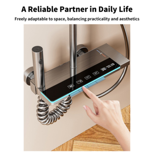 Yite grey hiển thị kỹ thuật số tĩnh nhiệt hệ thống vòi hoa sen Piano điều khiển chính van gốm mềm mưa máy bay phản lực phun tắm <span class=keywords><strong>Mixer</strong></span> gói - Product Image 4