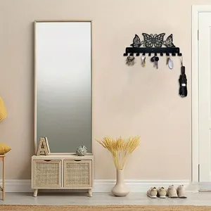 Стильный настенный держатель для ключей и почты с тремя бабочками, художественный дизайн, декоративные крючки из черного металла