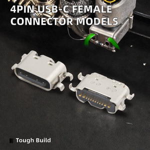 מחבר נקבה מסוג USB-C בעל 4 פינים, ניתן להתאמה אישית, דגם HeXing DSC-174, מגוון דגמים, 6 פינים, יישומי חשמל, מגע פליז - Product Image 2