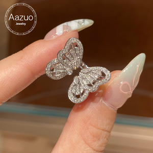 แหวนเพชร Aazuo Luxury Jewelry Lab Grown Diamonds 0.74 กะรัต ทองคำขาวแท้ 18K ดีไซน์วินเทจรูปผีเสื้อ สำหรับงานเลี้ยงระดับสูง - Product Image 1