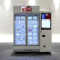 Distributeur automatique intelligent Focusvend pour bouquets de fleurs fraîches, fruits, légumes et aliments, avec 28 compartiments et fenêtre transparente