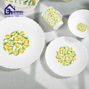 Juego de Vajilla de Vidrio Opal Blanco <span class=keywords><strong>GARBO</strong></span> de 7.5 Pulgadas, Personalizable con Diseño de Limón, Plato Pintado a Mano Resistente al Calor - Product Image 5