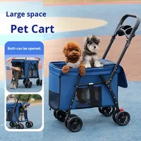 Poussette pour animaux de compagnie pour chien de taille moyenne à quatre roues écologique légère pliable en tissu Oxford capacité de 20kg ajustement universel pour les sorties