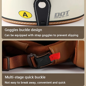 Özel DOT ECE sertifikalı <span class=keywords><strong>3</strong></span>/4 açık kask erkekler için hakiki deri güvenlik Vintage klasik motosiklet bisiklet malzeme - Product Image 2