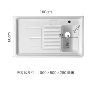 Lavabo Moderno in Ceramica a Foro Singolo, Rettangolare, in Pietra Artificiale per Bagno o Hotel, Facile Installazione, Doppio Lavabo - Product Image 3