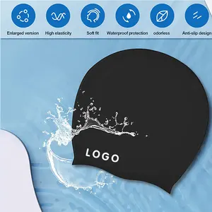 Özel logolar saç kuru tutmak ekstra büyük kulak koruyucu su geçirmez silikon yüzme başlıkları