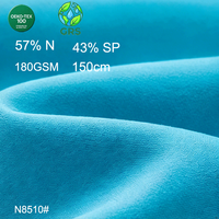 Tissu tricoté brossé certifié OEKO-TEX 100 GRS, 57/43 nylon recyclé et élasthanne, 180 GSM, 150 cm, pour sous-vêtements haut de gamme