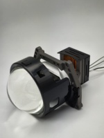 Kit d'assemblage pour voiture : Mini projecteur bi-LED 3 pouces avec lentille LED Angel Eyes et grille en nid d'abeille pour Hella 5, compatible H1 H4 H7, en verre de type Football