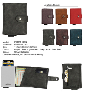 CardHoda Aluminum <b>Wallet</b> With <b>RFID</b> <b>Blocking</b> Card Holder Genuine Leather Interior Unisex Minimalist Design Fold Closure Long - Product Image 4