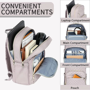 Новый материал Стильный водоотталкивающий нейлоновый рюкзак для путешествий/бизнес-рюкзак для ноутбука для женщин с USB-портом для зарядки - Product Image 2