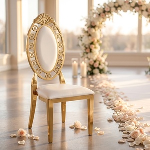 <span class=keywords><strong>Silla</strong></span> con Respaldo Ovalado y Diseño de Borde de Letras Huecas, Asiento Tapizado, para Bodas, Restaurantes, Hoteles, Uso en Interiores - Product Image 1