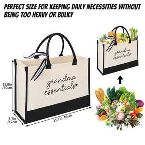 Custom Printed Canvas Tote <b>Bag</b> with Black Trim and <b>Long</b> Handles - Product Image 2
