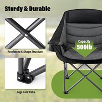 Chaise de camping surdimensionnée robuste, supportant jusqu'à 500 lb, pliable, rembourrée, en acier inoxydable, respirante, avec porte-gobelet et poches isothermes