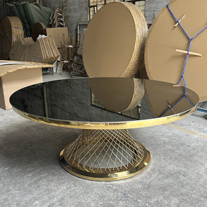 เก้าอี้และโต๊ะสำหรับงานแต่งงานทำจากสแตนเลสสีทองสำหรับรับประทานอาหาร - Product Image 5