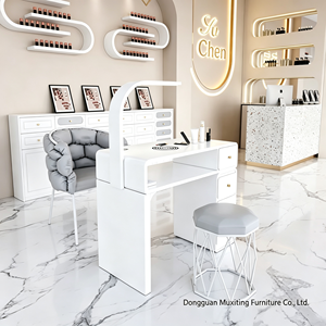 Mesa de Manicura con Lámpara LED, Estación de Trabajo para Salón de Uñas con Sistema Antipolvo, Carga Inalámbrica, Almacenamiento con Múltiples Cajones, Mesa Individual para Uñas - Product Image 4