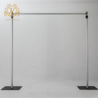 Support métallique horizontal réglable en alliage d'aluminium, cadre télescopique pour rideau, support de fond pour décoration intérieure/extérieure