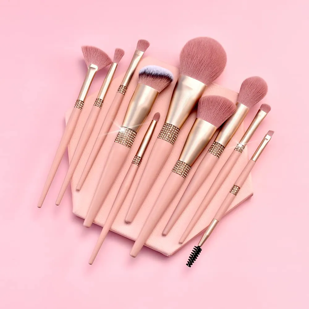 Gracedo pink bling makeup brushes kit custom logo private label professional wholesale cosmetic luxury gift makeup brush sets