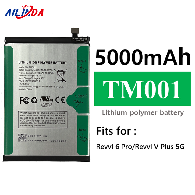 Original Capacity 5000mAh TM001 Mobile Phone Battery for T-Mobile Revvl 6 Pro Revvl V Plus 5G