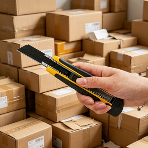 Utility Knife Stainless Steel Blade 10x1.8mm Yellow Handle Heavy Duty Cutter For Paper <b>Box</b> Art Craft Repair - Product Image 3