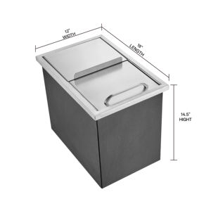 Bac à glace encastrable commercial en acier inoxydable de 18"<span class=keywords><strong>L</strong></span> x 12"W x 14.5"H avec couvercle coulissant pour cuisine extérieure et bar - Product Image 4