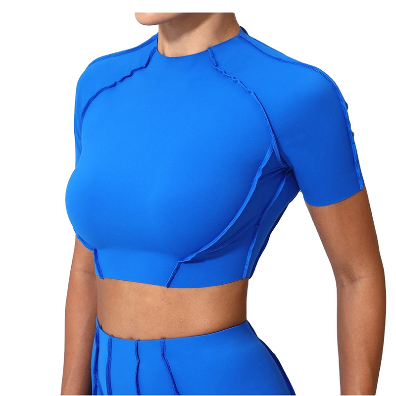 New Style Women's Yoga Top Slimming Short Sleeve Yoga Bra Breathable Four-Way Stretch Lightweight Sports
