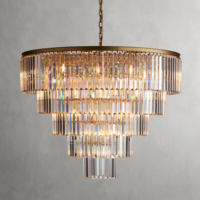 Lustre rond en cristal K9 transparent avec cadre noir, style post-moderne simple et luxueux, pour salon, chambre à coucher, salle à manger