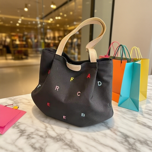 2024 Mới Thời Trang Công Suất Lớn Canvas <span class=keywords><strong>Tote</strong></span> Túi Vai Duy Nhất Thêu Thư Sinh Viên Tươi Phong Cách Mùa Đông Cho Phụ Nữ - Product Image 4