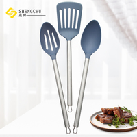 Ustensiles bon marché, louche, écumoire, ensemble d'outils de cuisine 5 pièces en PBT avec poignée en acier inoxydable