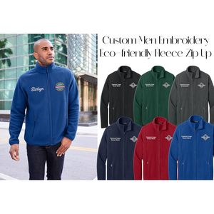 แจ็กเก็ตซิปเต็มตัวสำหรับผู้ชายผ้าขนแกะเป็นมิตรต่อสิ่งแวดล้อมผ้าปักโลโก้ด้วยข้อความโมเดล F700ตามสั่ง - Product Image 3