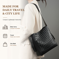 Sac seau tissé à la main en cuir véritable pour femmes, avec logo personnalisé, léger, sac à bandoulière pour femmes, pour le travail quotidien au bureau