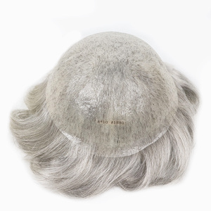 Tự Do 1b80 Tóc Trắng Tóc Giả Siêu Mỏng Da Con Người Tóc Màu Xám Đơn Vị Tóc Thay Thế Hệ Thống Cho Người Đàn Ông - Product Image 2
