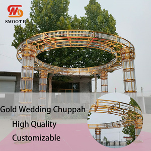 SMOOTH Luxury Big Crystal Chuppah Wedding Party Supplies <b>Gold</b> Crystal Metal Chuppah Wedding <b>Backdrop</b> Decoration - Product Image 4