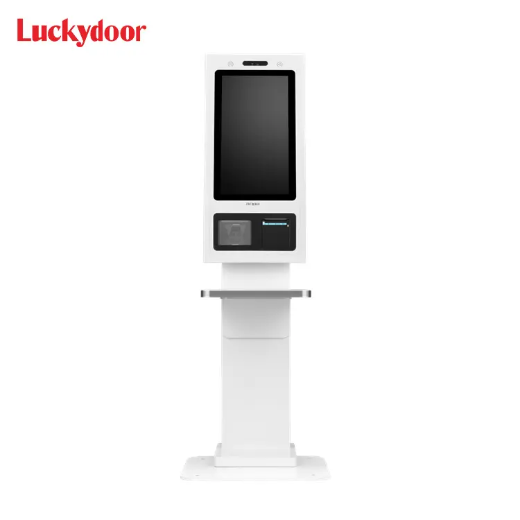 21.5 ''selbst-kasse service touchscreen auftrag schnelle lebensmittel zahlung kiosk mit thermo drucker und QR code scanner