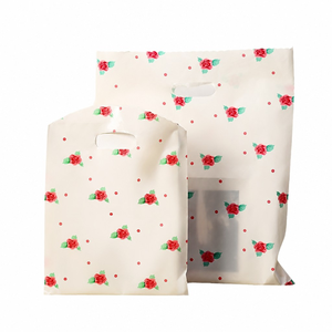HDPE Plastic Cutout Handle Shopping <b>Bags</b> Custom Printed Stock Ready Heavy Duty Puncture Resistant Economical Farmers Market - Product Image 1