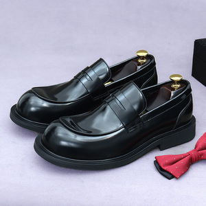 High-quality large-brimmed leather business formal shoes, genuine cowhide leather, comfortable slip-on design, glossy surface - Product Image 2