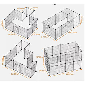 Parc pour animaux de compagnie bricolage panneaux de clôture en fil métallique intérieur cochon d'inde petits animaux Habitatdiy cage à lapins/ventilateur pour chien hérisson/clôture de cour portable - Product Image 4