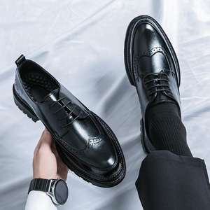 Zapatos Casuales de Plataforma con Suela Gruesa de Cuero Genuino para Hombre 2025, Impermeables, Transpirables, de Punta Puntiaguda, para Invierno/Otoño, para Bodas - Product Image 3