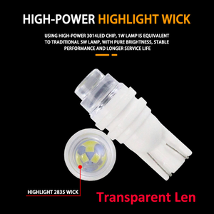 Ampoules LED T10 en céramique W5W à lentille bombée 3 SMD 2835 pour feux de position latéraux, ampoules de voiture, lumières de lecture – Blanc, Rouge, Bleu, Jaune, Bleu Glace - Product Image 5