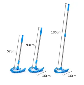 DS1880 Adjustable Squeeze Wet and Dry Water Mop Window Glass Toilet Bathroom Spin Cleaning Mop Extended Triangle Microfiber Mop