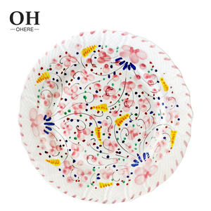 Juego de vajilla de cerámica Rosa romántico Ohere, plato de <span class=keywords><strong>cena</strong></span> en relieve de porcelana de hueso para decoración de fiesta de boda, platos de cargador con forma de flor - Product Image 3